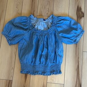 Old Navy Denim Blue Puff Sleeve Blouse